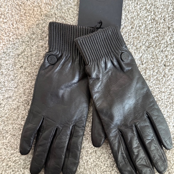 Canada Goose Women’s Leather Rib Luxe Gloves – Black – Size S – NWT - Picture 2 of 3